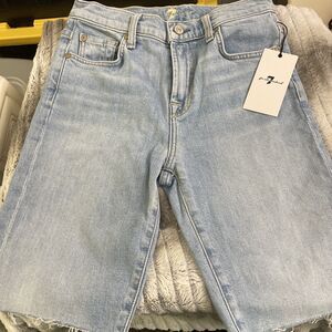 7 FOR ALL MANKIND Womens Light Blue Bermuda Shorts Juniors 25 Waist NWT